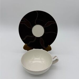 Calvin Klein Normad Brown Porcelain 8oz Cup & Saucer 2pc Dinnerware Collection
